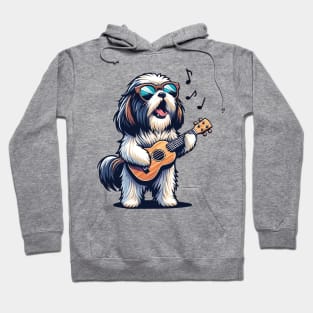 Dog Playing Guitar Singing Shih Tzu Funny Shih Tzu Grandma Hoodie